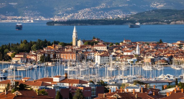 Panoramic view of Izola and the Adriatic
