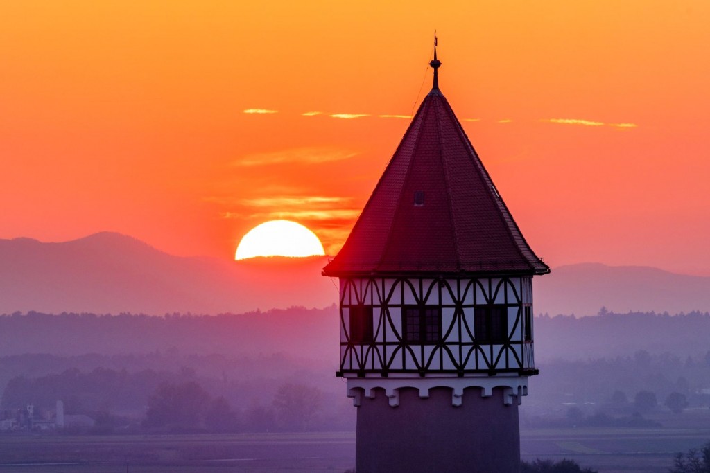 Sunset on a cycling trip in Slovenia