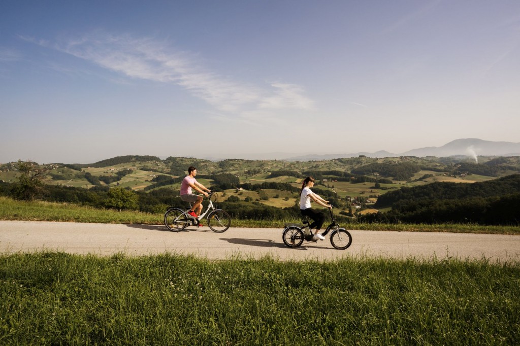 Cyclists on a road in Šmarje pri Jelšah