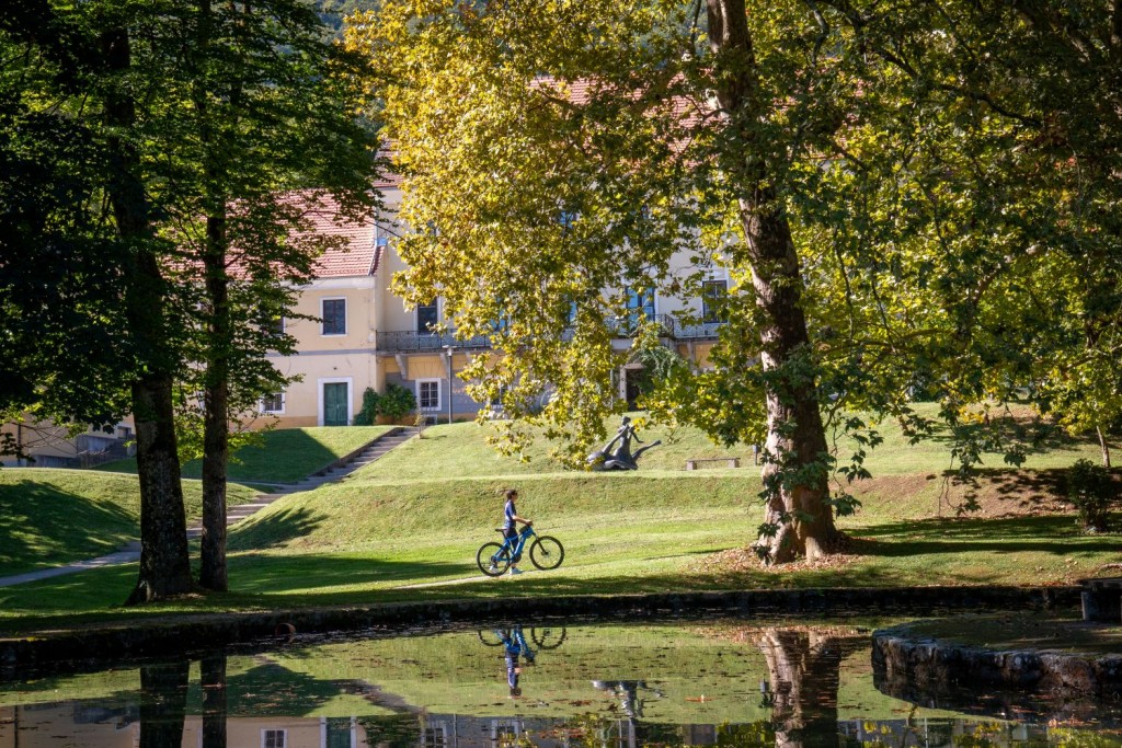 Cycling around Pohorje leads through a peaceful park in Slovenske Konjice