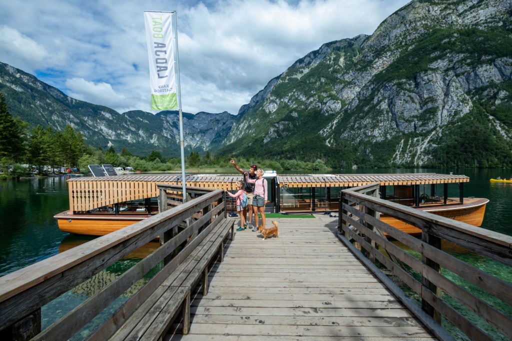 Tourist by the Bohinj lake in Slovenia