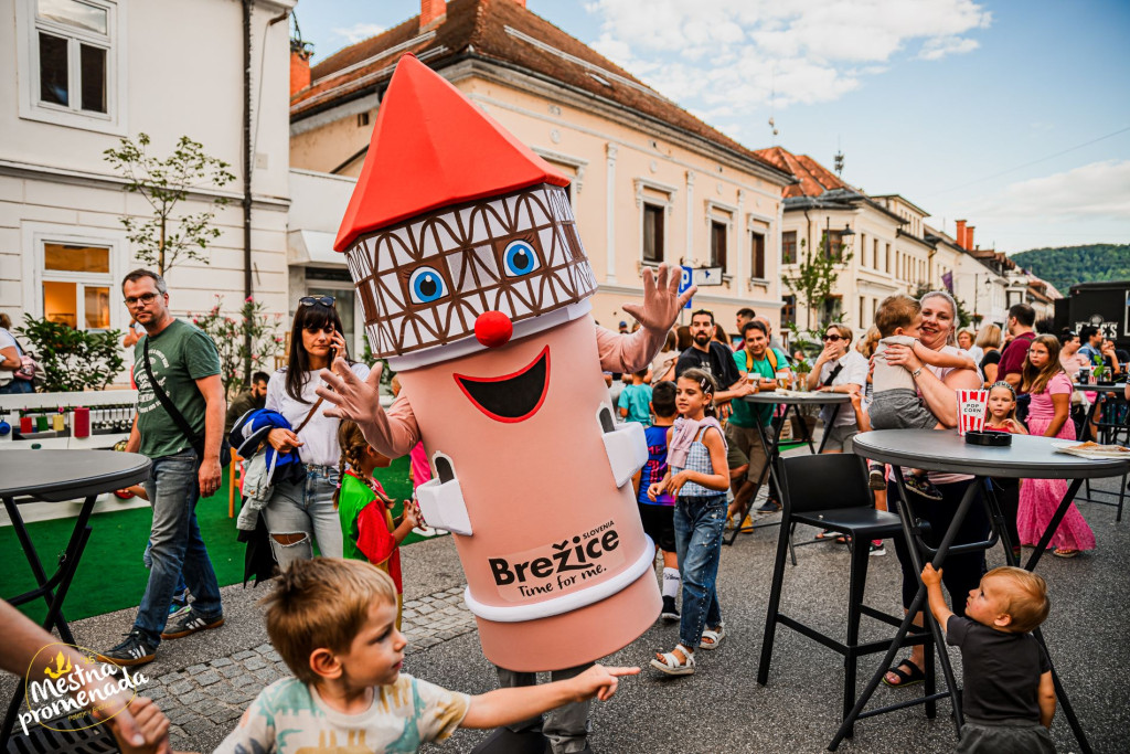 People waking around the Brežice and socializing