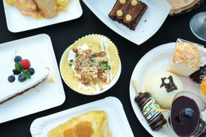 Selection of desserts and local dishes at Taste Posavje food festival, Slovenia