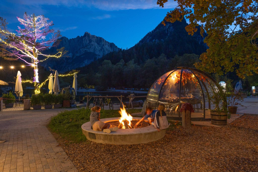 Children around fireplace at Jasna Natur Resort