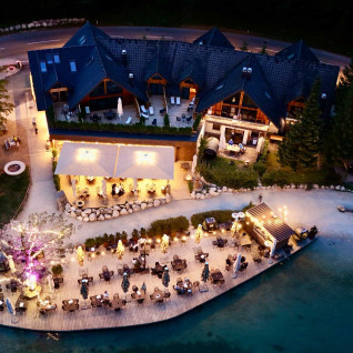 Nighttime view from above of Jasna Natur Resort