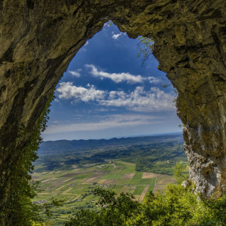 View through the Otlica Window overlooking the Vipava Valley