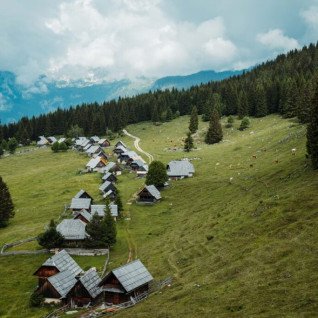 Moutain huts Zajamniki from bird perspective